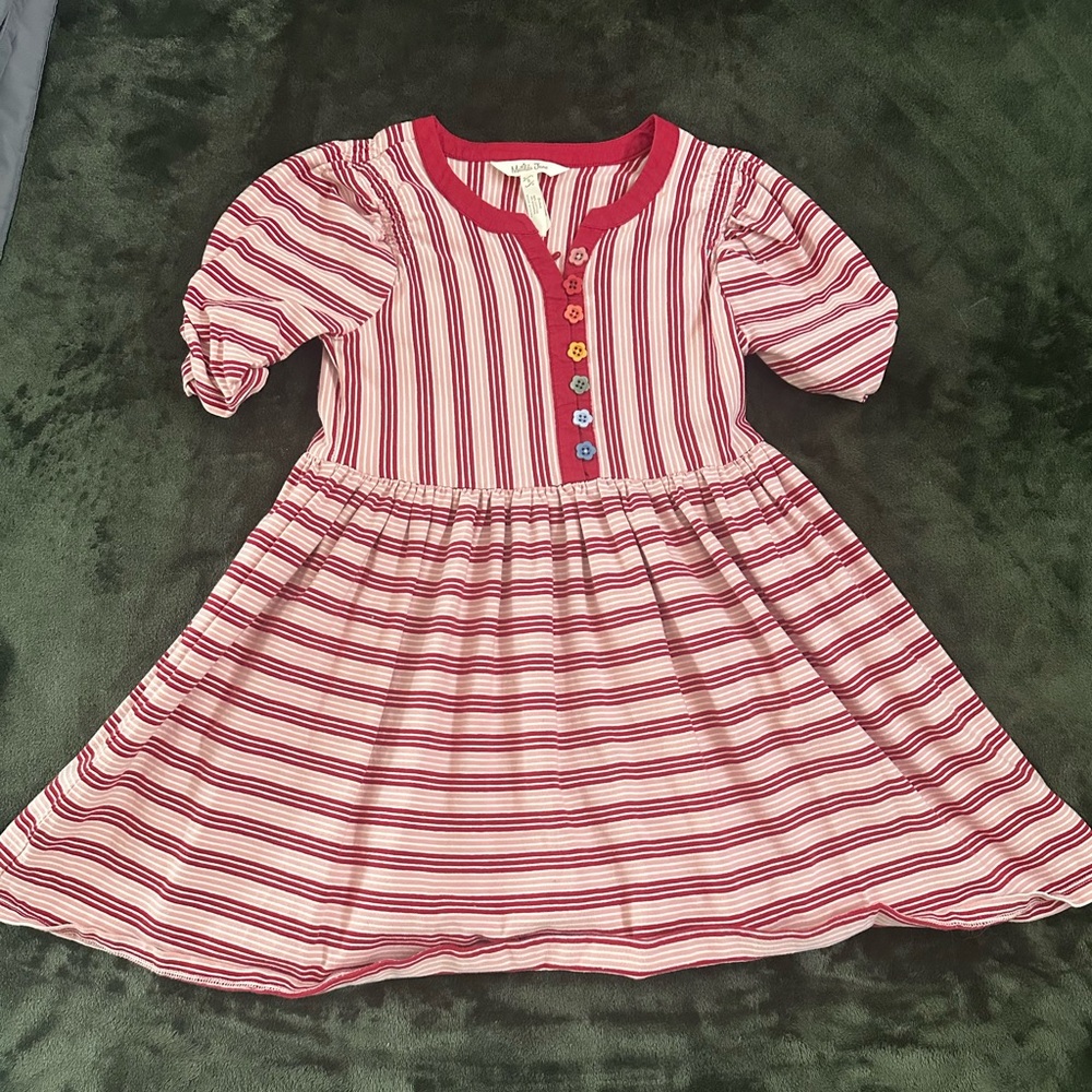 Matilda Jane Pink & White Striped Knit Dress with Rainbow Buttons